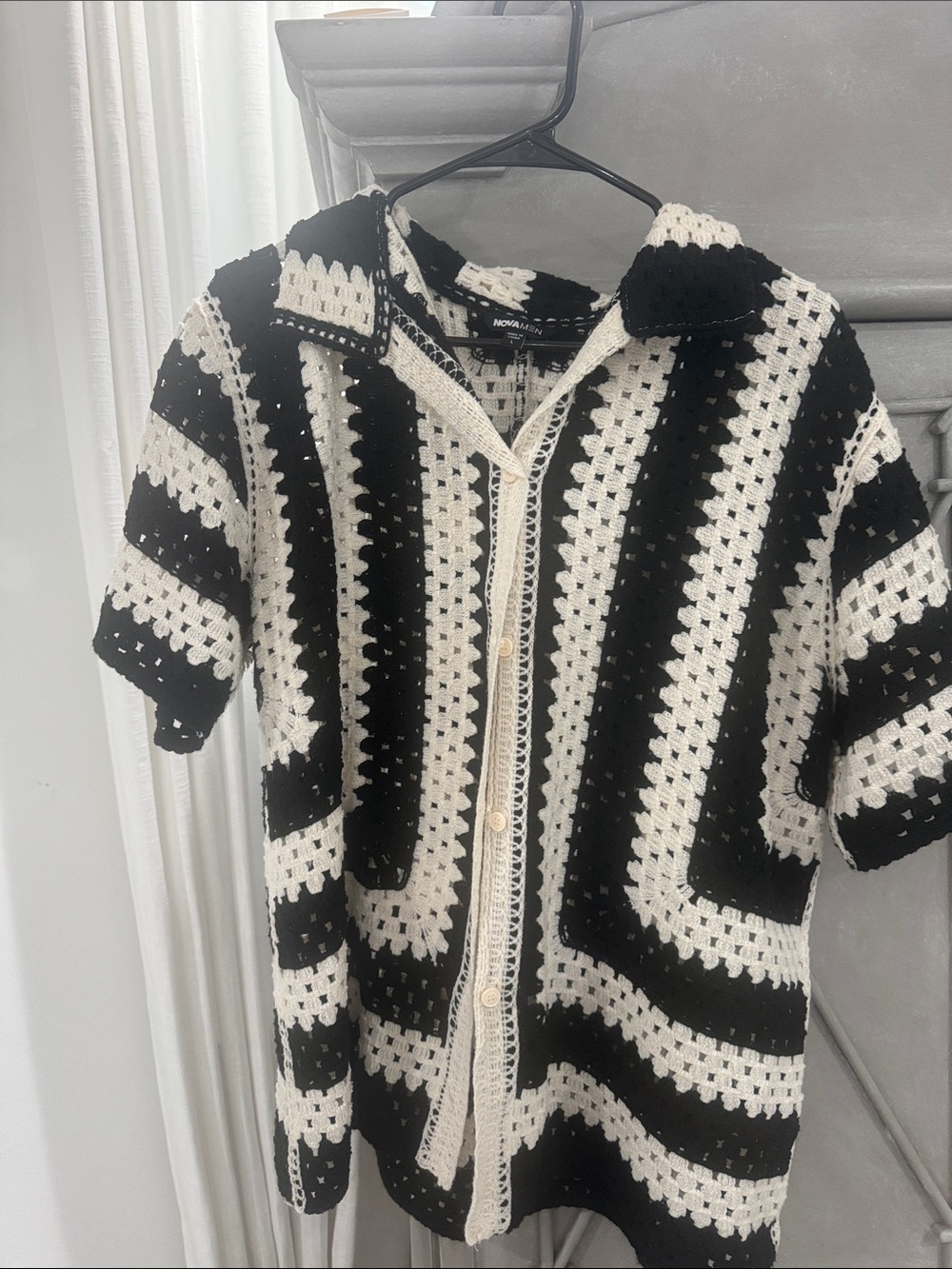 Two Handmade Crochet Cardigan - Black & White Striped - Picture 2 of 3